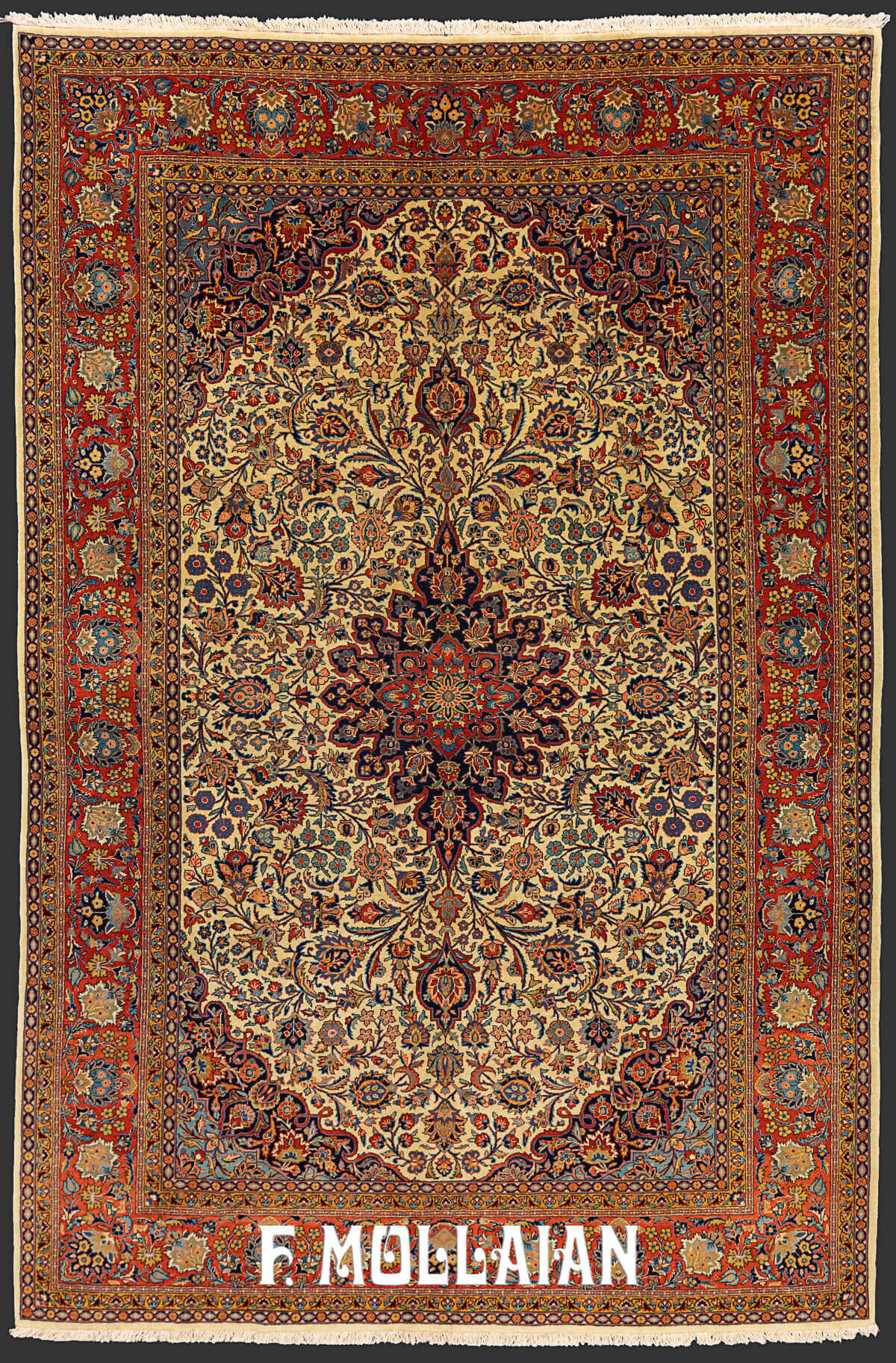 Antique Hand-knotted persian Kashan Manchester Carpet n°:68744942